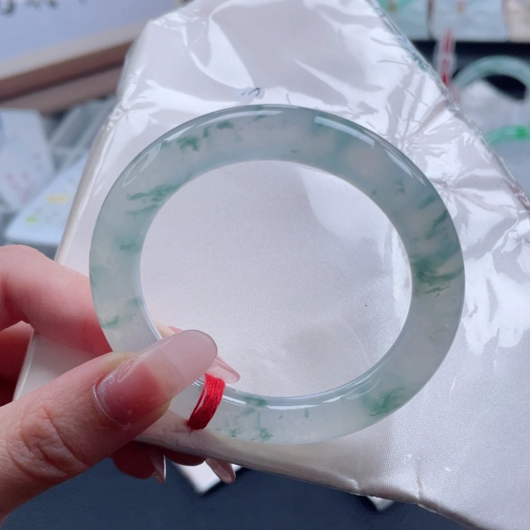 未镶嵌手镯翡翠53.2白茶清欢 精致玲珑显年轻 荧光棒25号