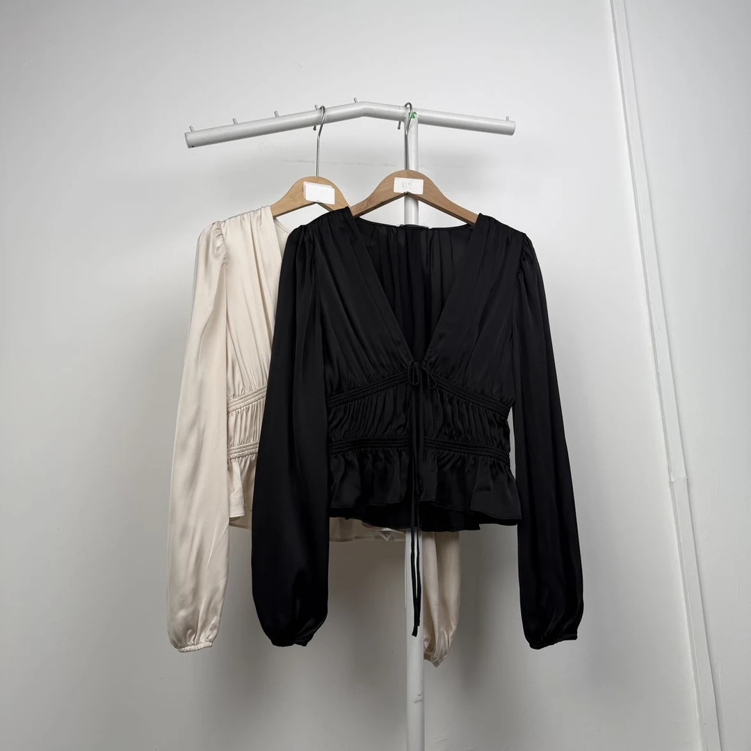 8009轻奢气质春季衬衫衬衣休闲时尚夏季潮流百搭薄款女士简约翻领