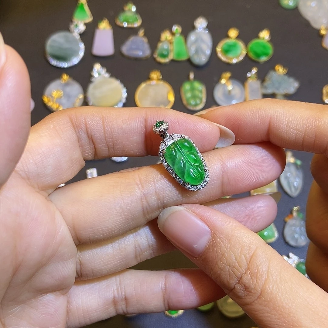 翡翠银S925镶嵌吊坠(不含链)