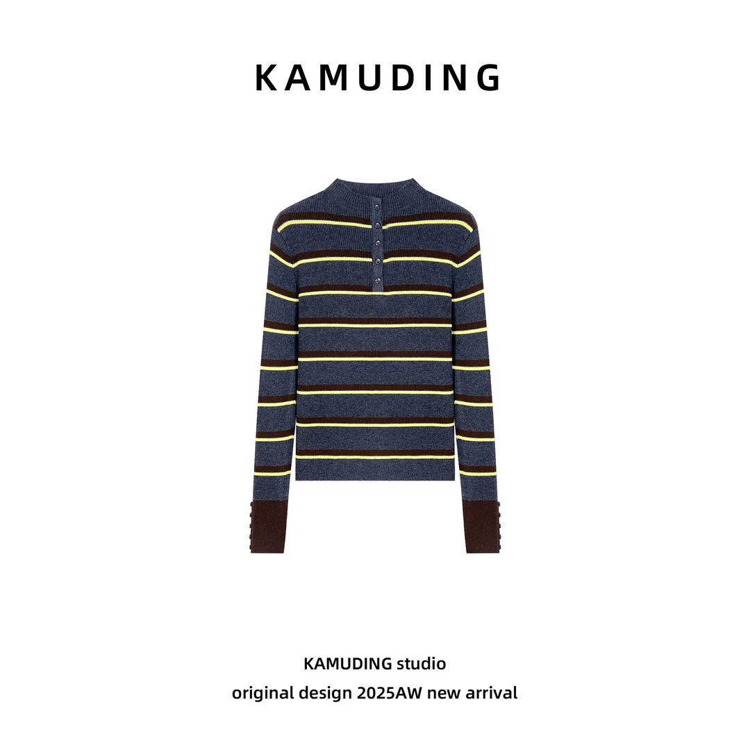 KAMUDING2025新款A12长袖针织衫女显瘦时尚百搭半高领打底衫25569