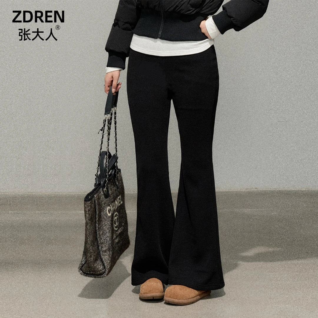 张大人【轻酷随行】大码女装微胖妹妹韩系长袖打底T桖搭高腰喇叭裤