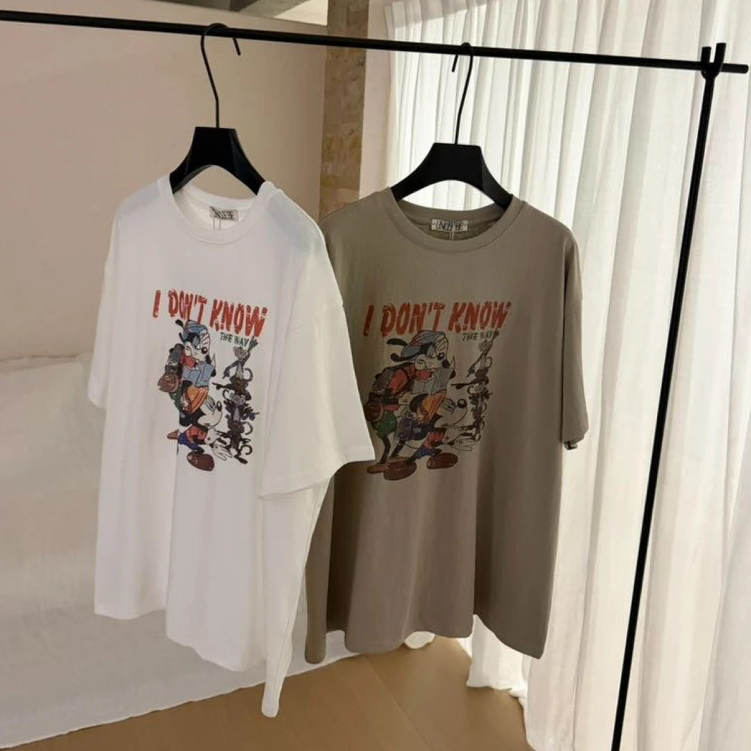 【ENXI】做旧卡通Don't米奇高飞卡通短袖女款77308UB