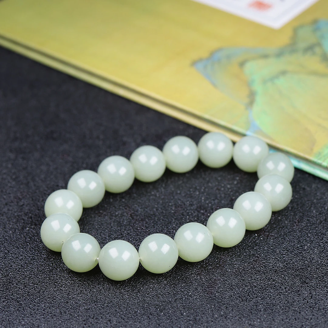 110579和田玉圆珠手串