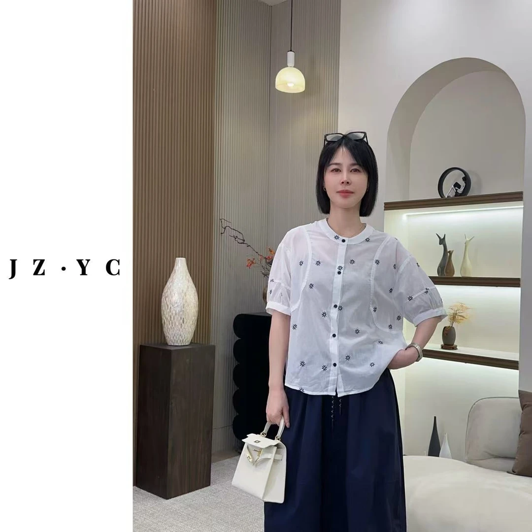 【洁子推荐】 2025夏季新款256612韩系刺绣提花休闲衬衫JZYC256612