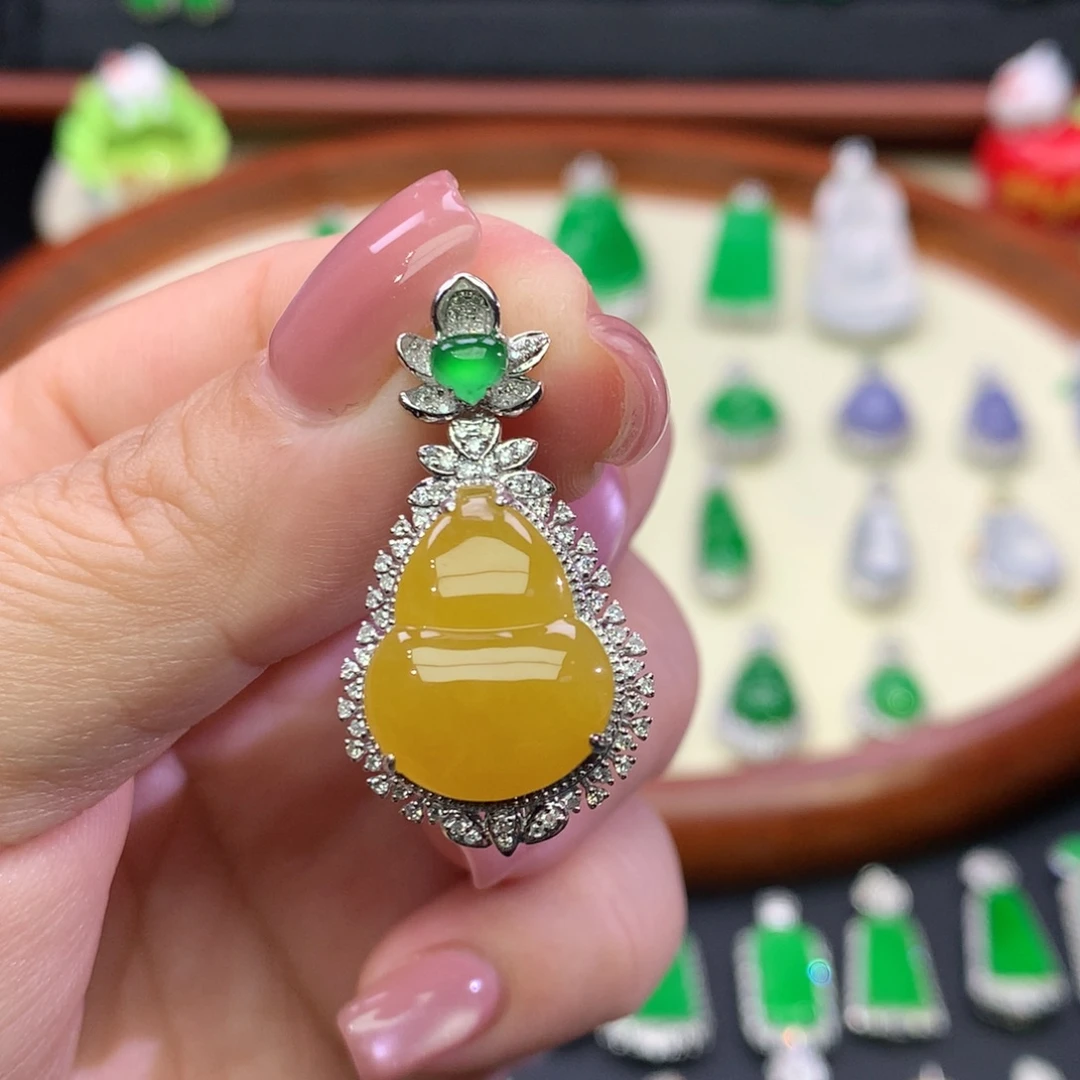 翡翠18K金镶嵌吊坠(不含链)