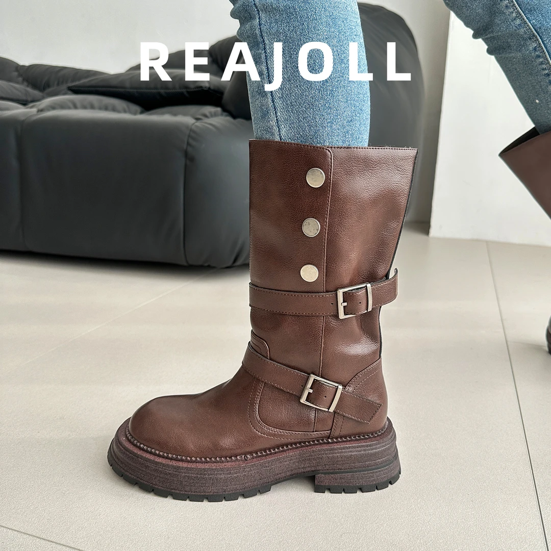 马丁靴女款2025新款英伦风优雅厚底中筒靴骑士美拉德时装短靴子女