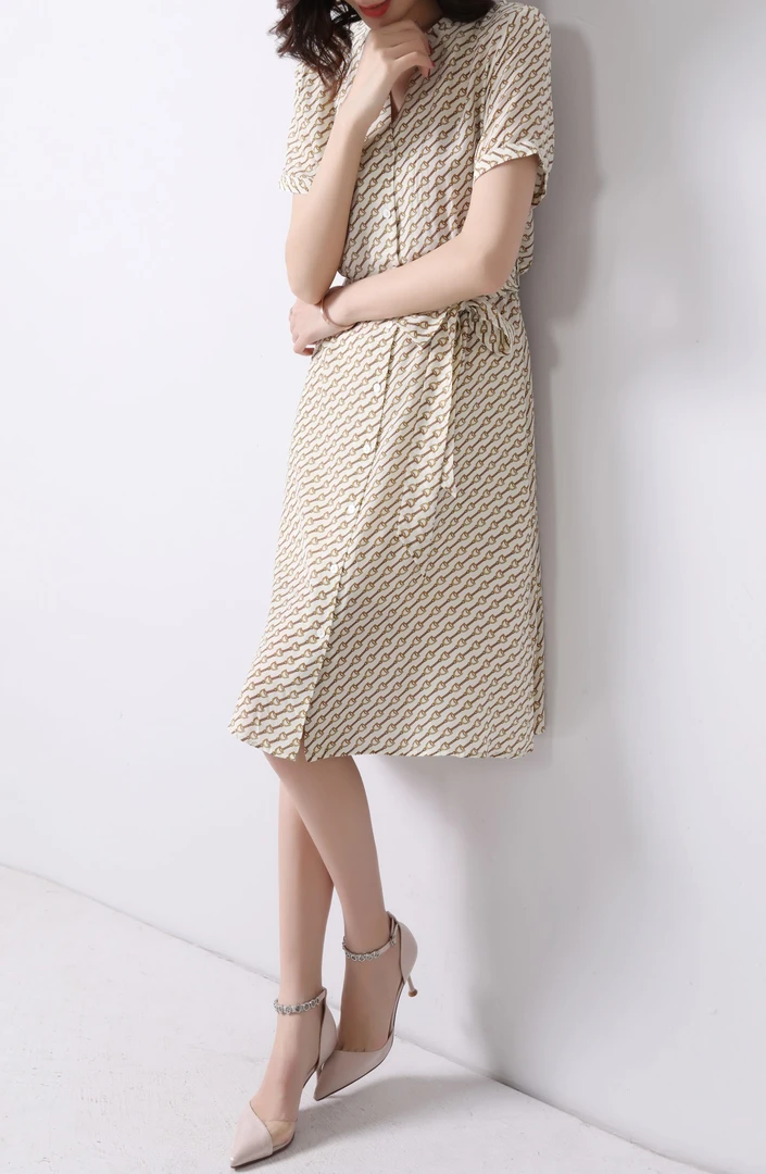 【100%桑蚕丝】19姆米双绉连衣裙-58507