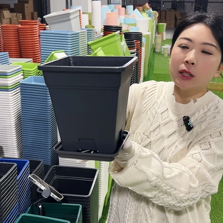 清仓方盆口16高18黑色5只带托