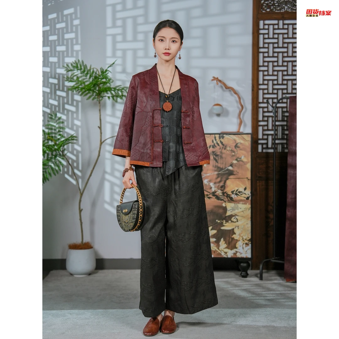 【万象有衣】千山彩-香云纱花罗设计师款经典汉服-7416