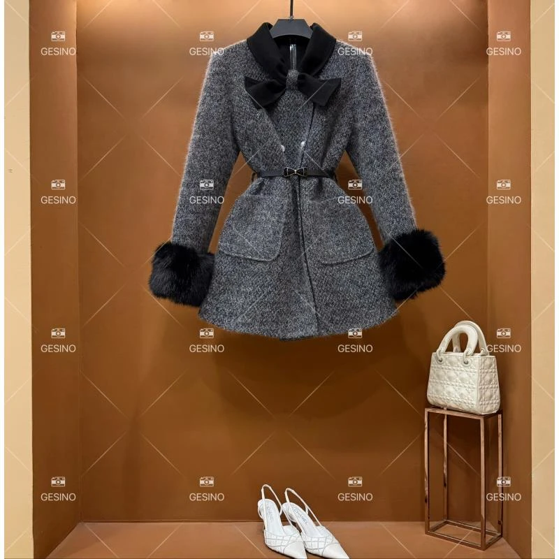 【悠悠】秋冬气质小香风时尚设计师中长款外套 QD-2025213