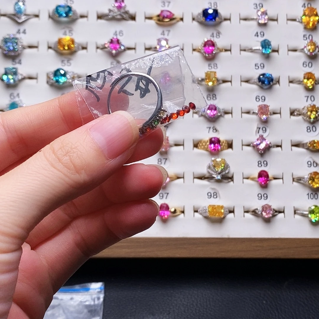 银S925镶嵌戒圈海蓝宝石