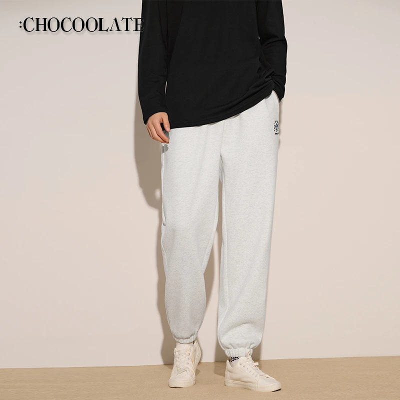 it：CHOCOOLATE实体店同款加绒束脚磨毛休闲裤情侣北极熊立体刺绣