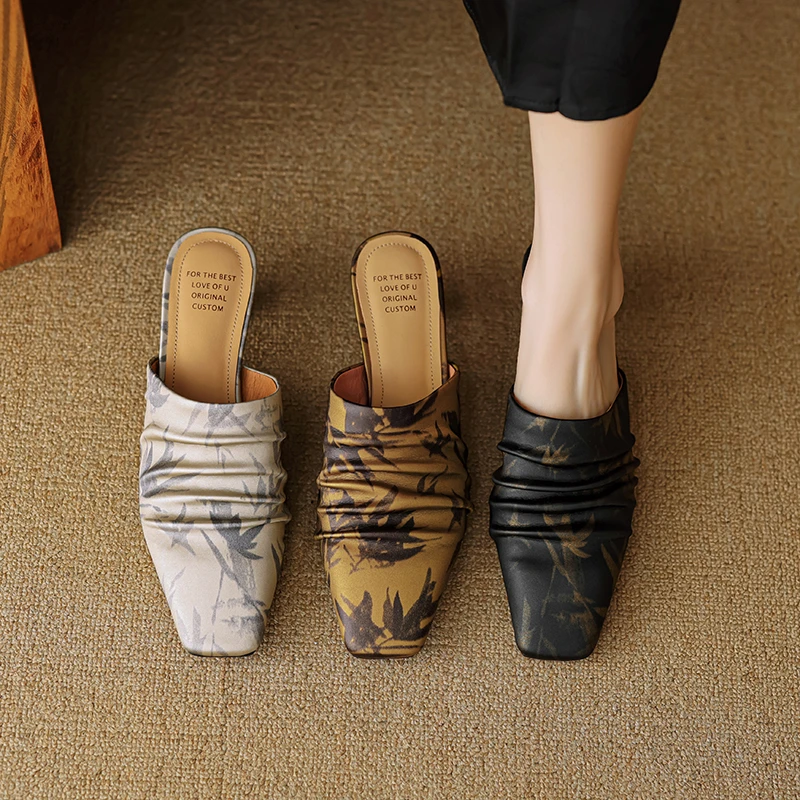 跟高4.5cm/34-40/2025新款时尚百搭方头粗跟设计感中跟四季单鞋女