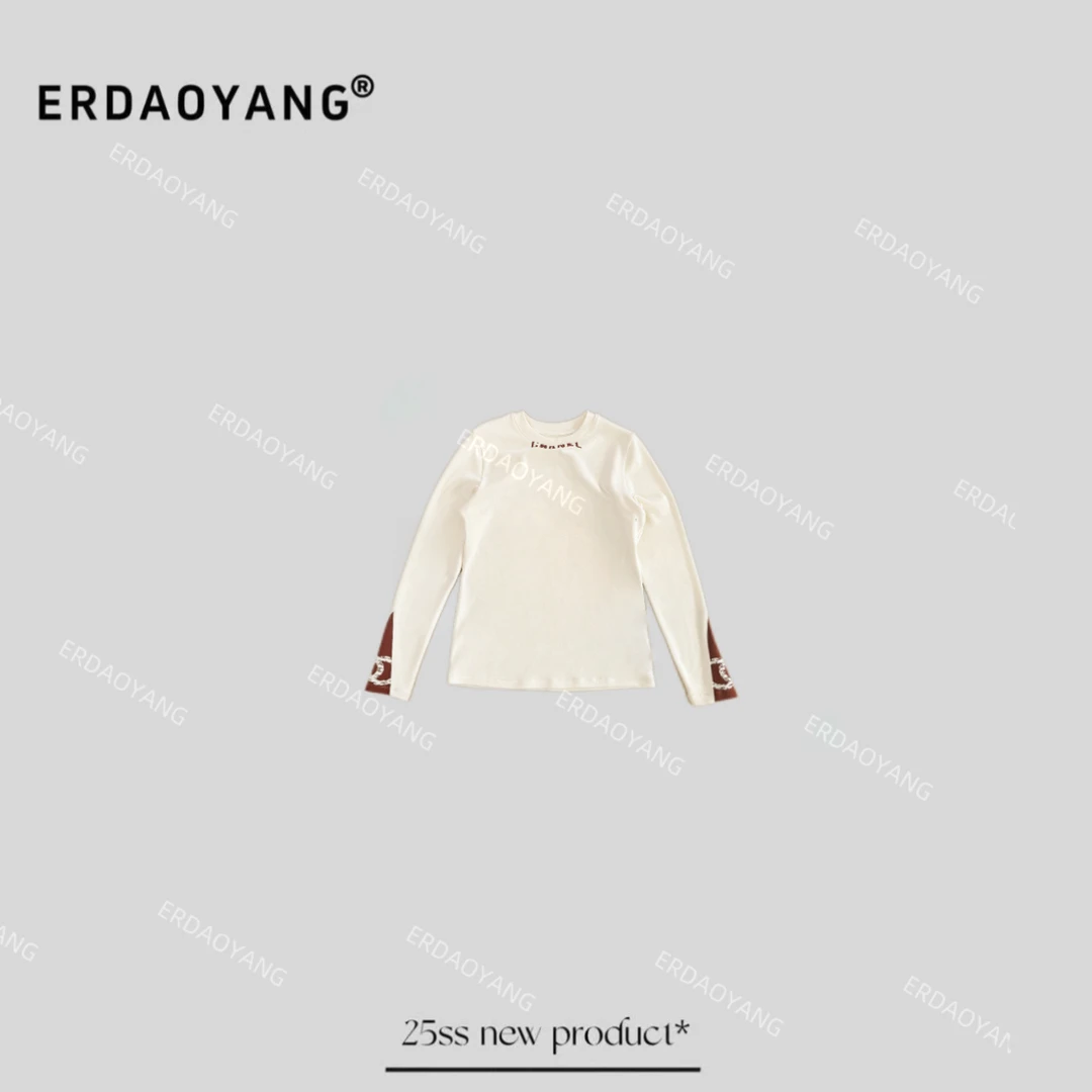 尔刀阳 "埃塞比亚" 领口撞色字母撞色弹力修身加绒圆领长袖CXG089