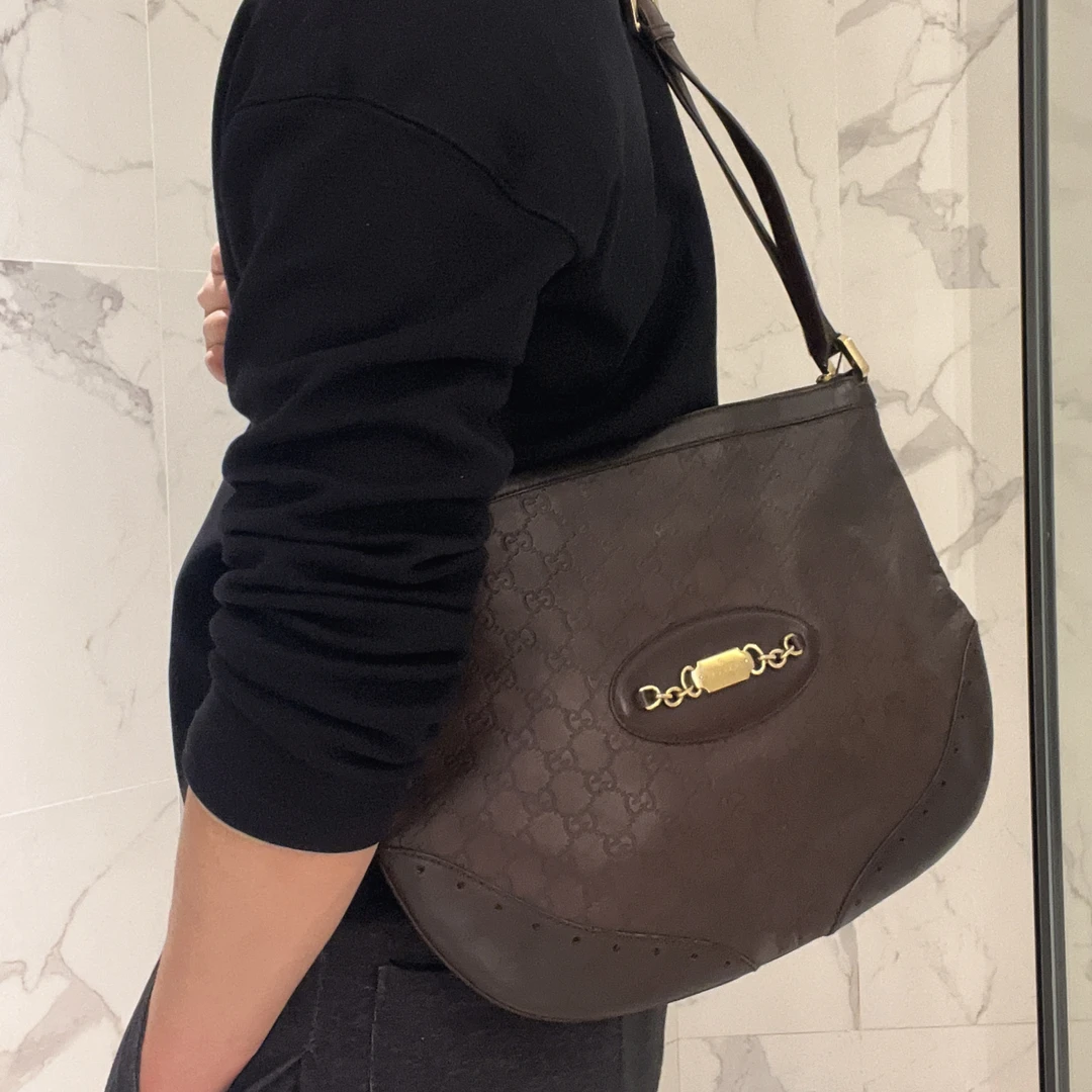 95新 GUCCI/古驰 【涛】古驰全皮单肩斜挎包