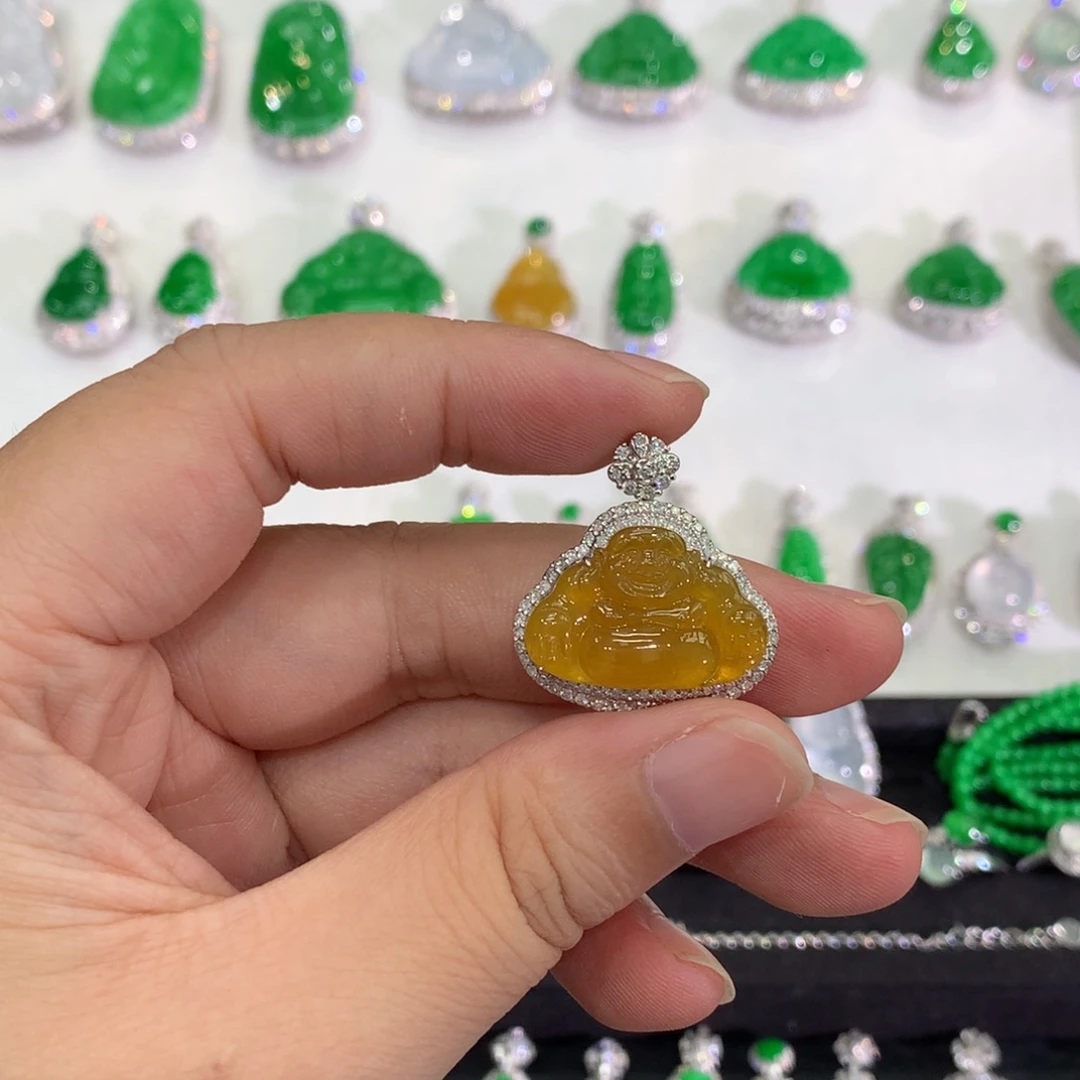 翡翠18K金镶嵌吊坠(不含链)吊坠