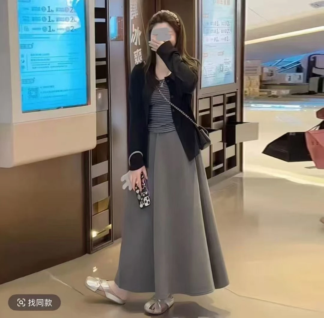 秋季时尚套装小香风休闲风慵懒风显瘦长款裙子辣妹风