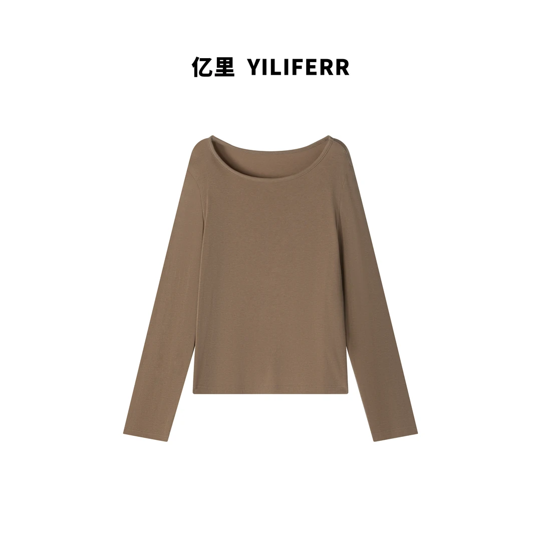 【YILI大码品牌】简约柔软舒适百搭长袖上衣t Y0695