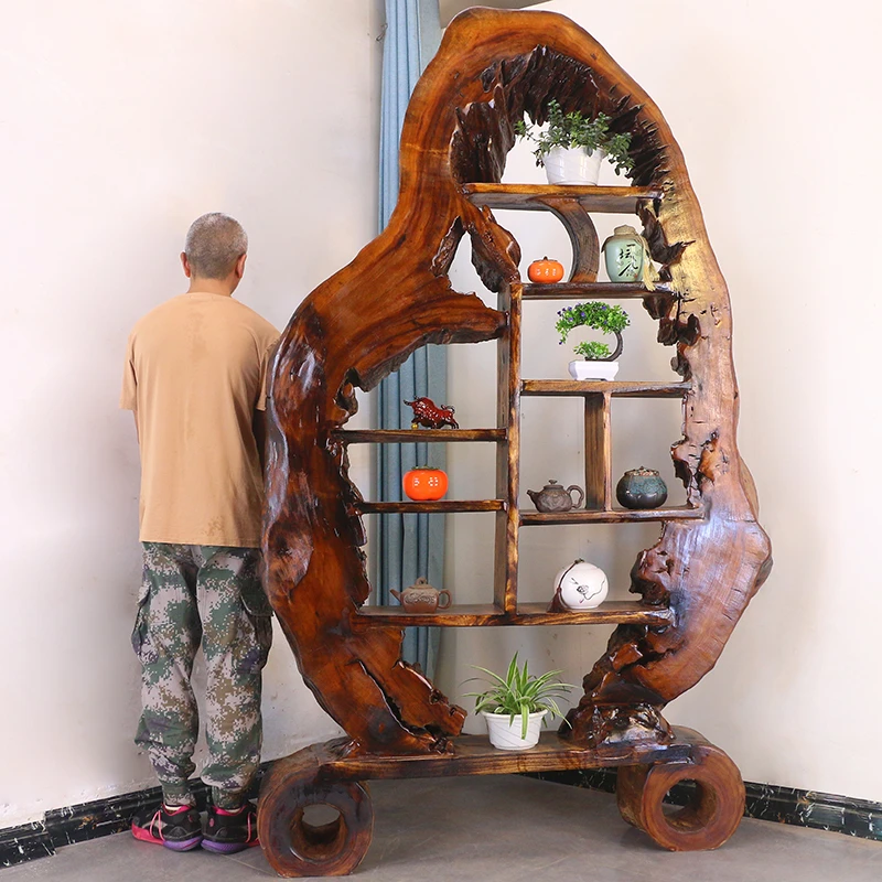 根雕花架树根摆件树型摆花架树桩香樟木实木天然木雕HD11135