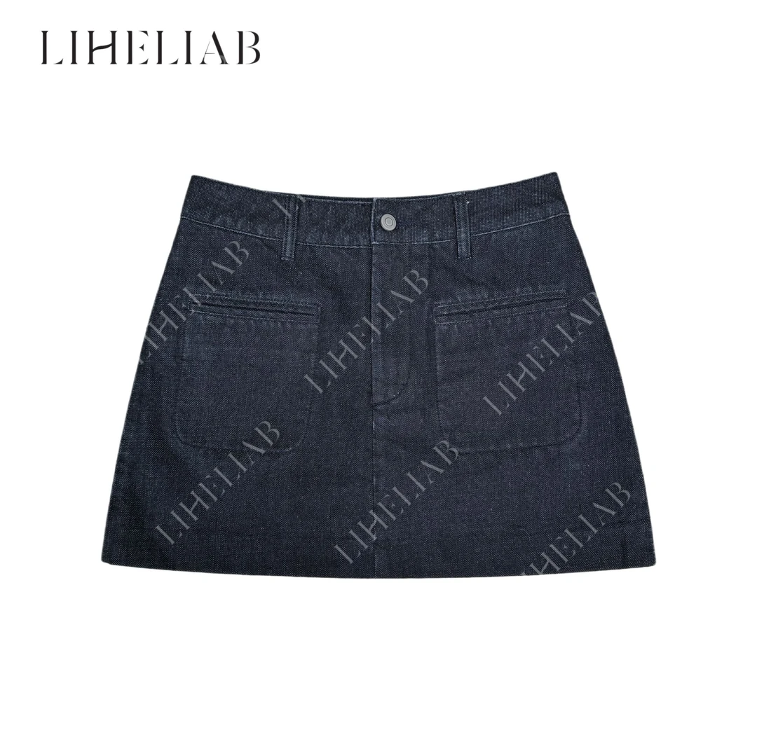 宝儿家 / 深蓝牛仔半裙 腿长神器 丹宁牛仔 显瘦休闲百搭半身裙