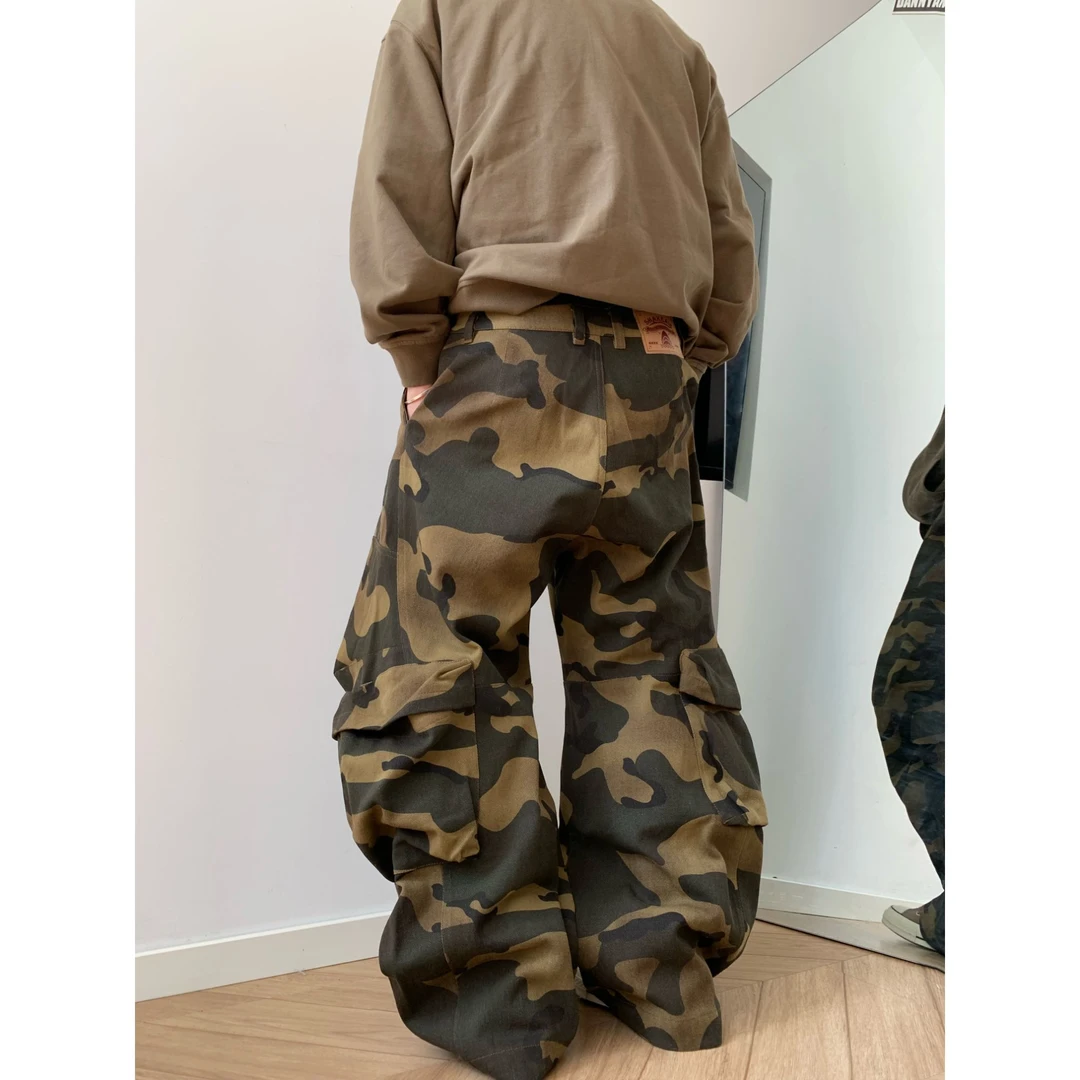 dannyandzee秋季重磅做旧锈色cargo个性街头工装裤迷彩裤808