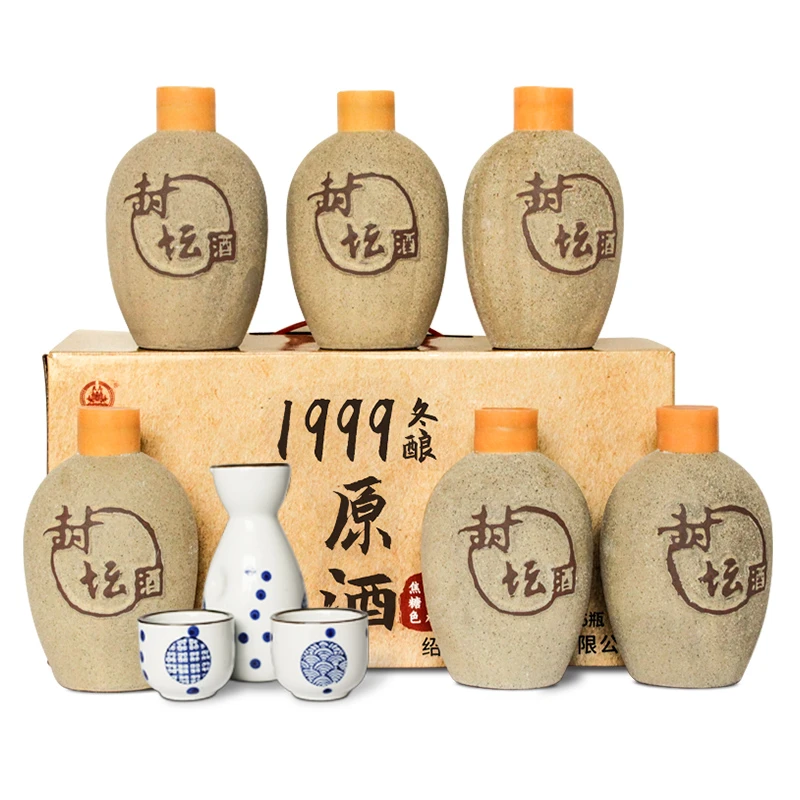 绍兴无焦糖色黄酒1999原酒500ml*6坛珍藏高品质花雕酒整箱送礼