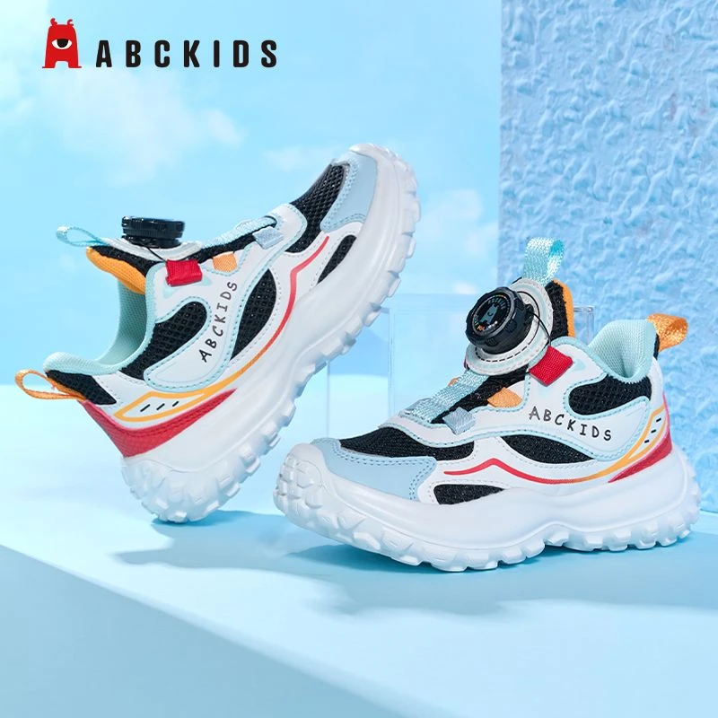 Abckids女孩童鞋女童单网户外运动鞋夏季新款男童休闲透气跑步鞋