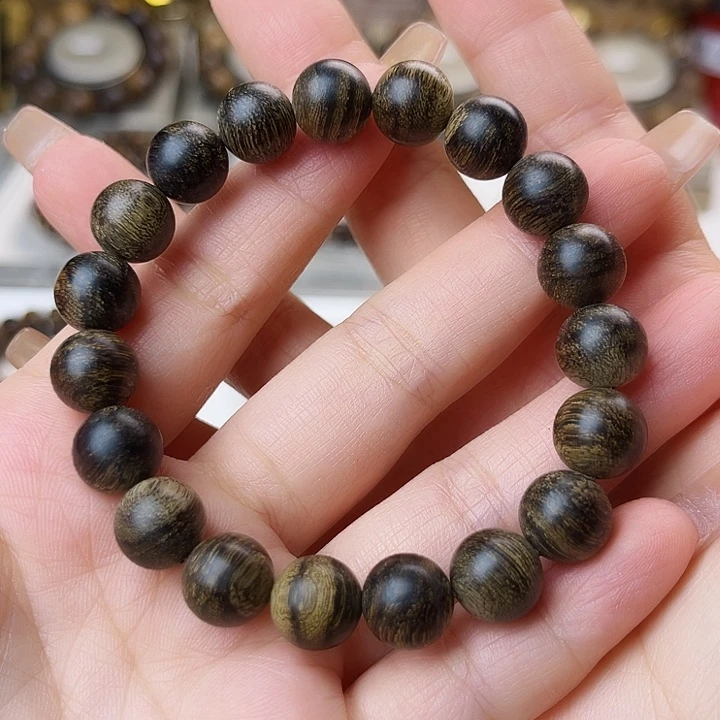 手串沉香林*杰越南芽庄老白棋古董窖藏樱子瘤疤虎斑纹