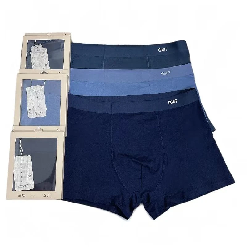 A家盒装男士中腰柔软高弹防卷边透气宽松四角大码平角裤