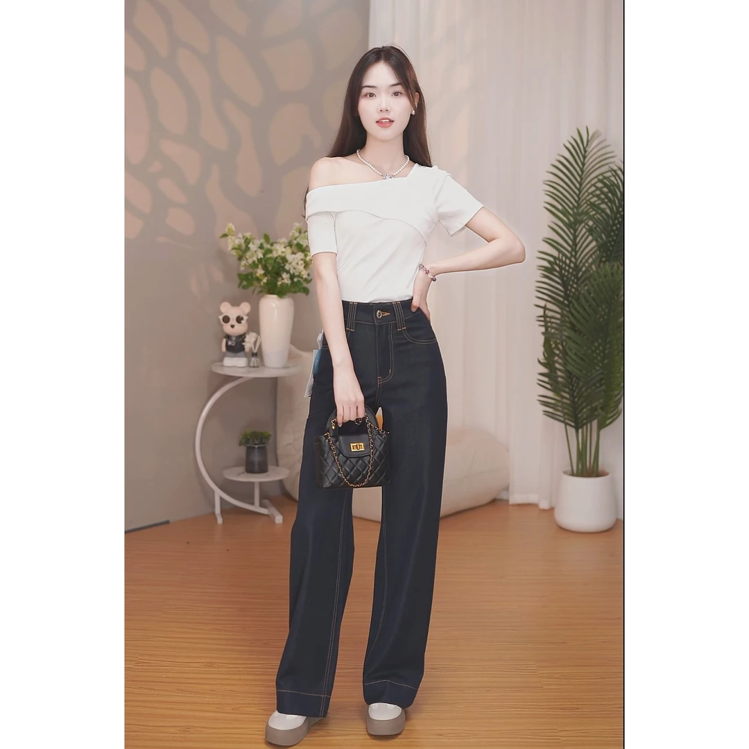 俏衣门2025春季新款三防黑科技牛仔丹宁蓝薄款休闲百搭牛仔裤女