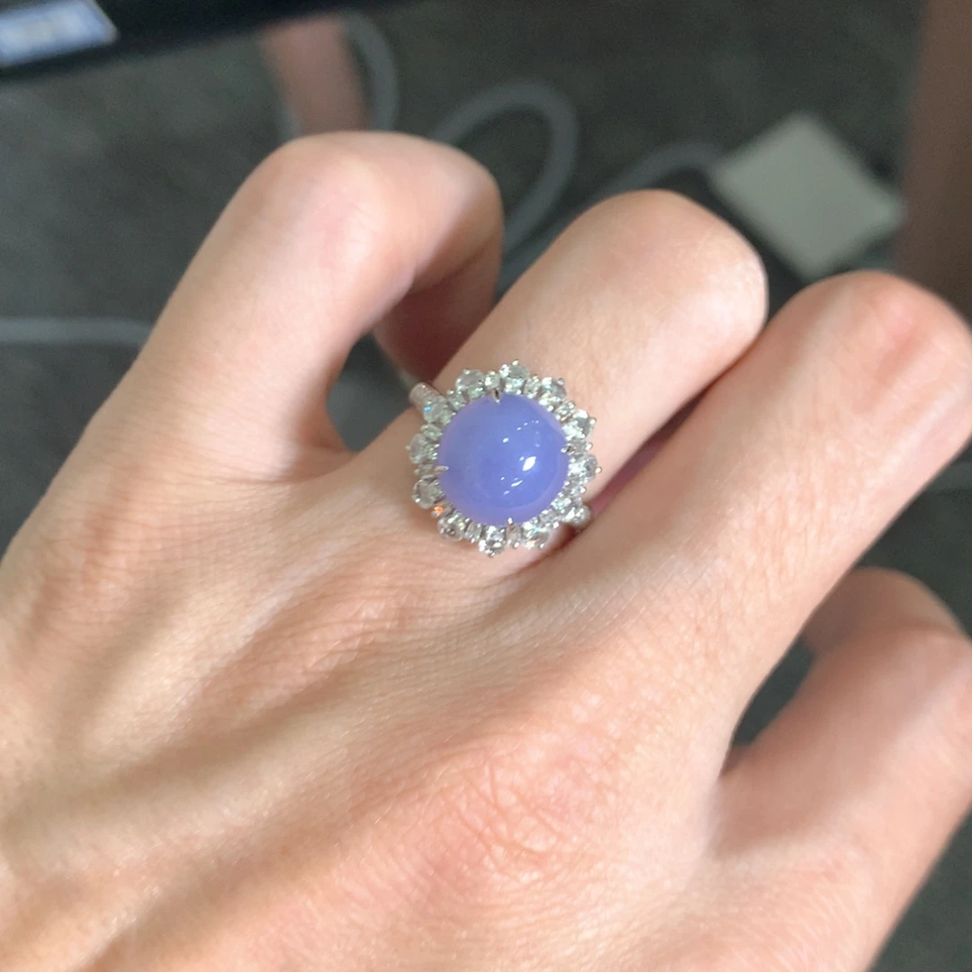 翡翠戒指18K金镶嵌翡翠