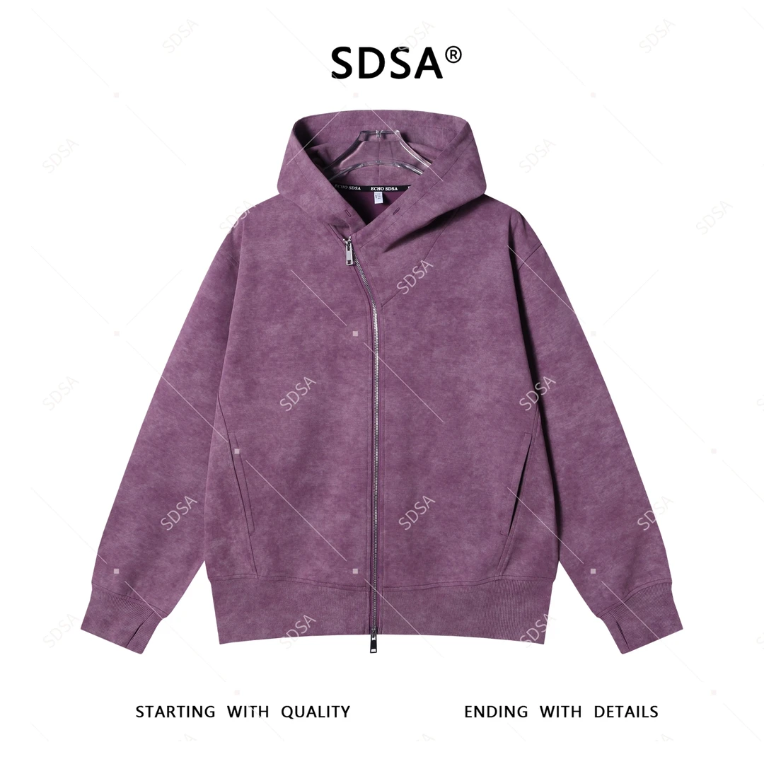 SDSA男士2025新款轻奢痞帅男装扎染立领拉链卫衣外套慵懒风男装