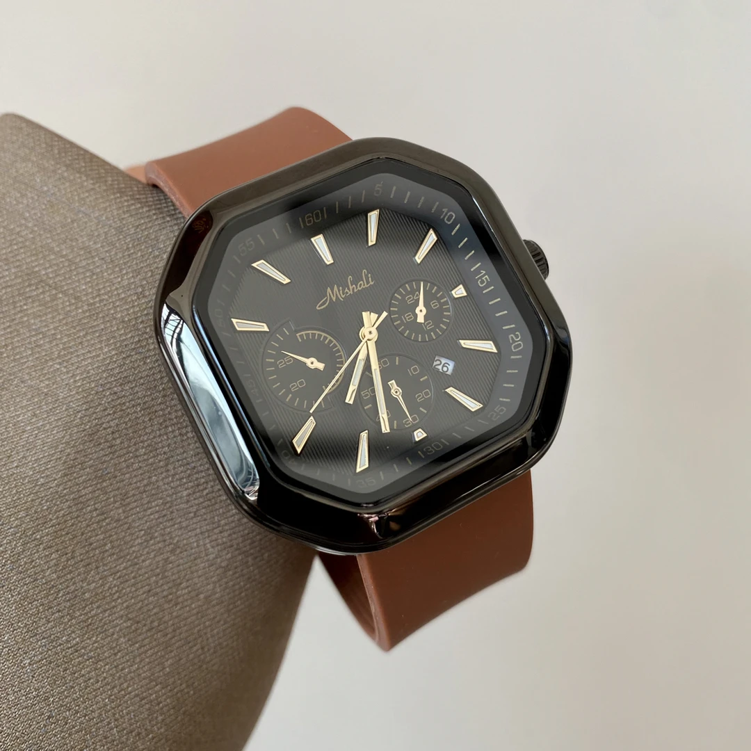 【Mishali】潮流时尚方盘夜光手表 休闲硅胶带石英表 方盘手表23065