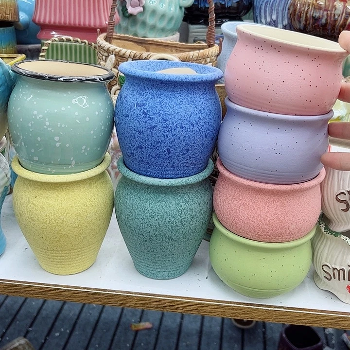 多肉绿植陶瓷花盆9.9包邮，有孔