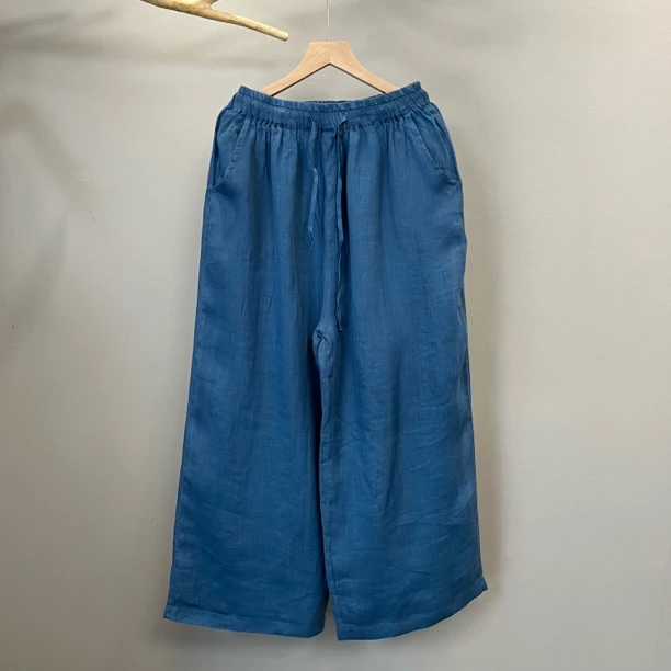 6118新款100支双层直筒裤纯色宽松百搭显瘦长裤女裤女装松紧腰