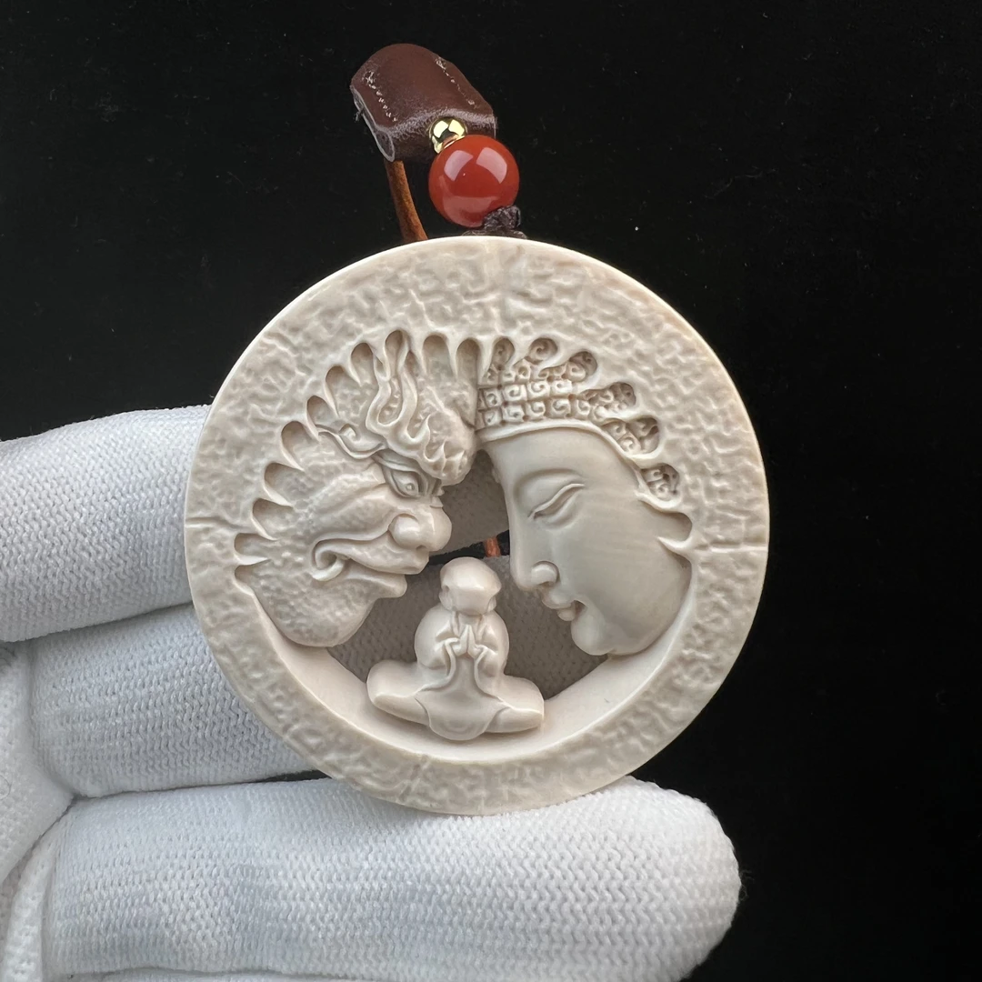 H2962天然猛犸牙51.7*11mm牙芯雕刻一念之间