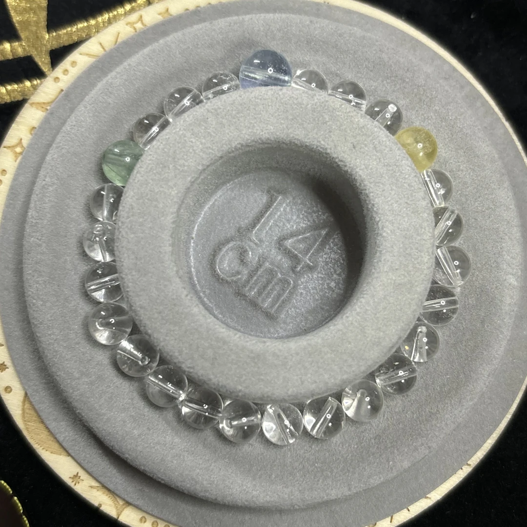 铜合金石英石手链 小鲤鱼*白水蓝绿黄天然Crystal手串