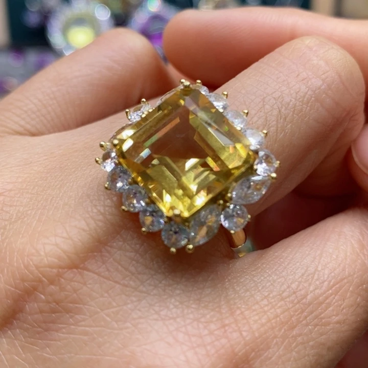 水晶戒指银S925镶嵌天然水晶戒指