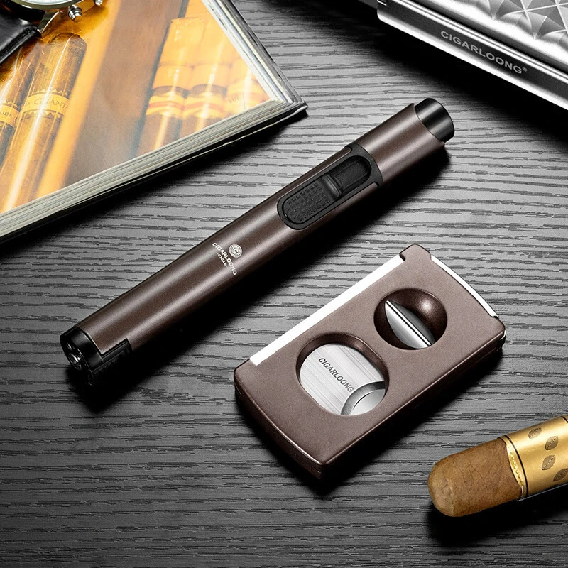 茄龙雪茄剪刀套装多功能雪茄打火机直冲火力锋利雪茄剪两件套