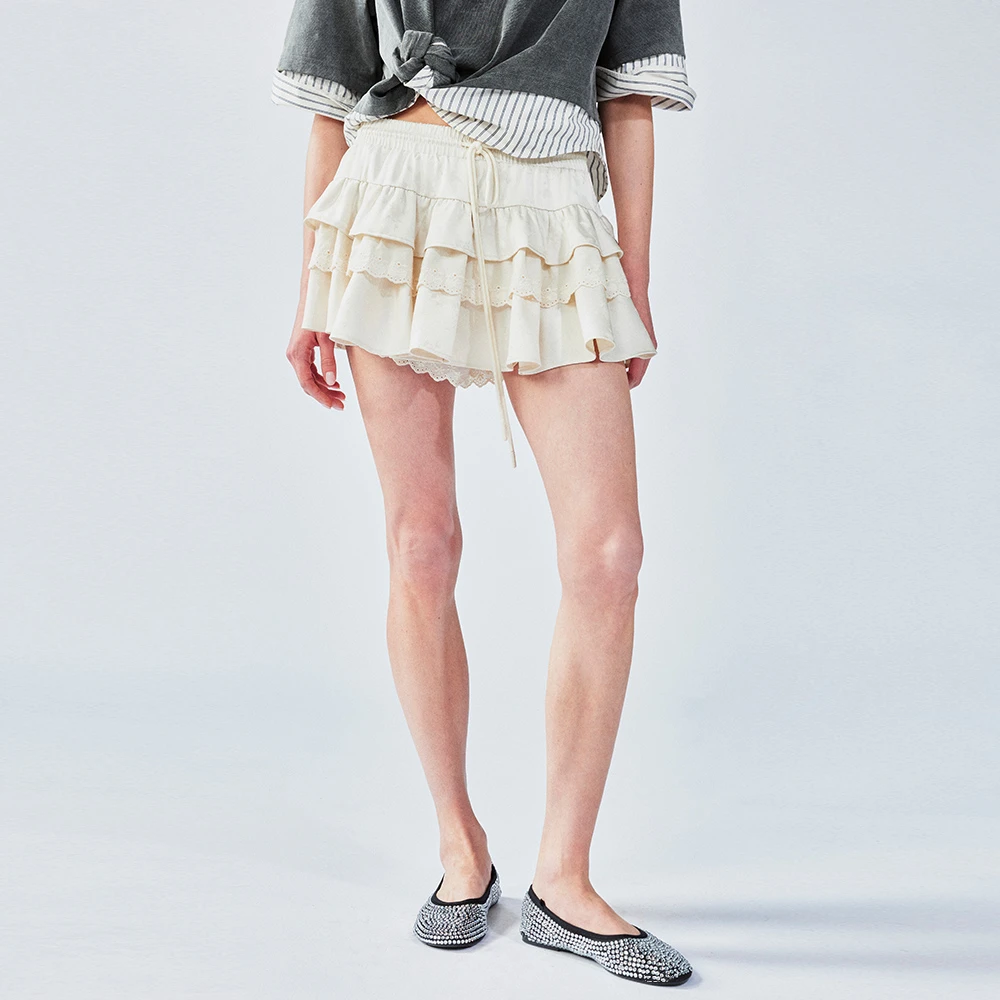 UOOYAA/乌丫2025夏季新款层次感拼接提花短蛋糕裙9137