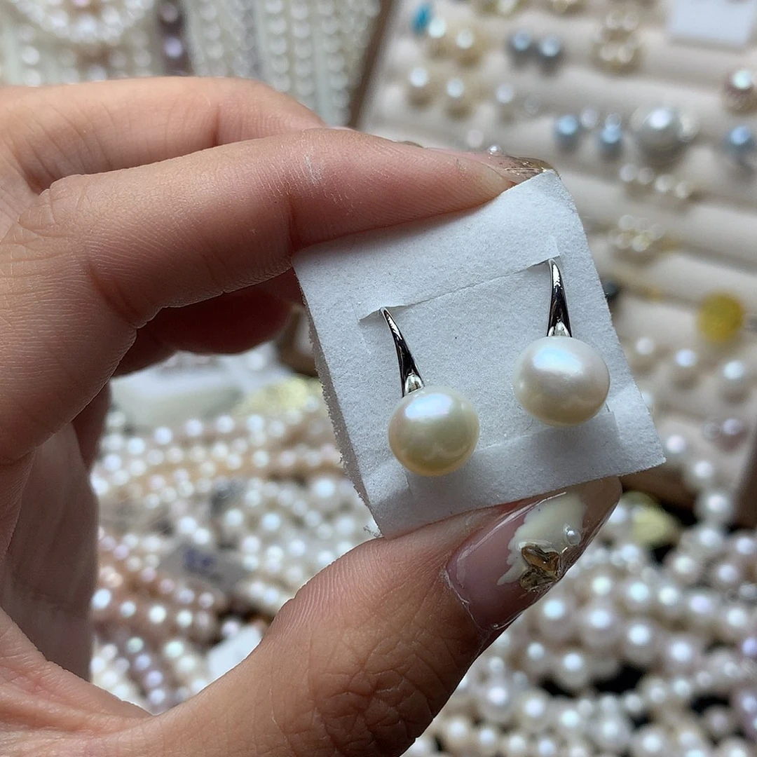 淡水珍珠8-9未镶嵌t55耳环
