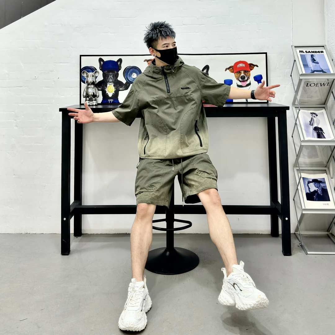2025夏季新款潮牌简约五分短裤短袖休闲套装短裤男款爆款2025新款