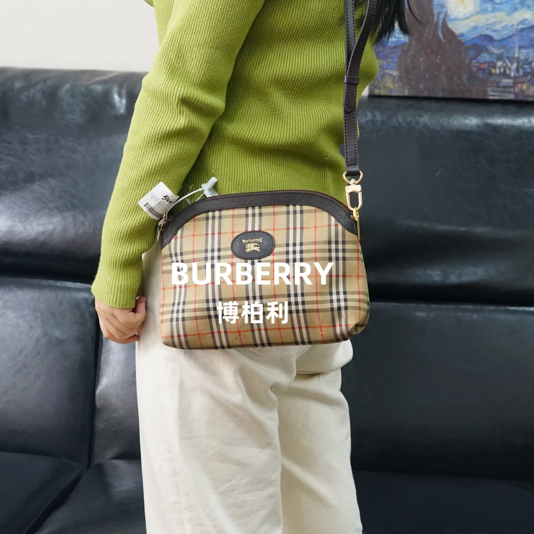 95新 BURBERRY/博柏利 巴宝莉/格纹斜挎包/FYJJ12310619/0619
