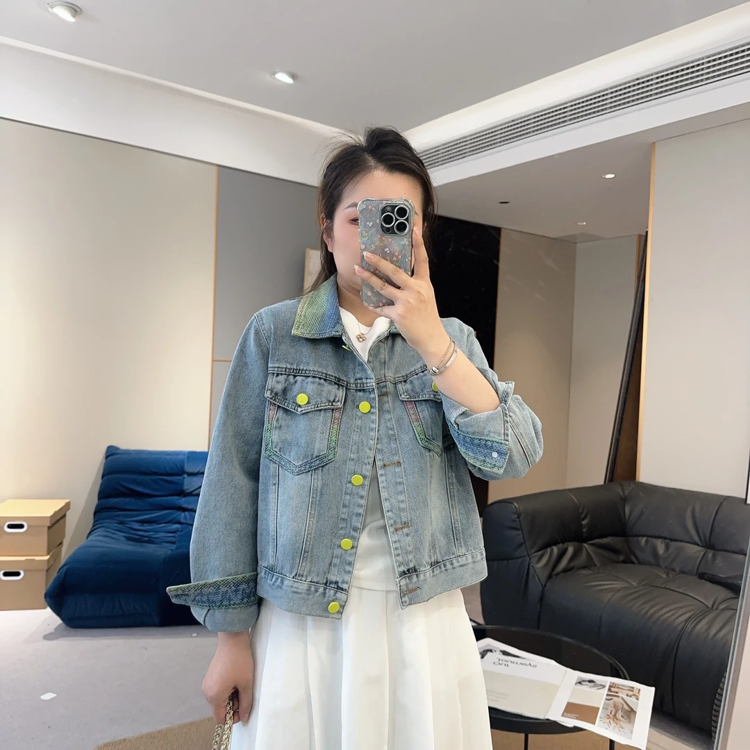 【欧加恋恋】2025春季新款复古撞色时尚百搭显瘦牛仔外套 Z25022412