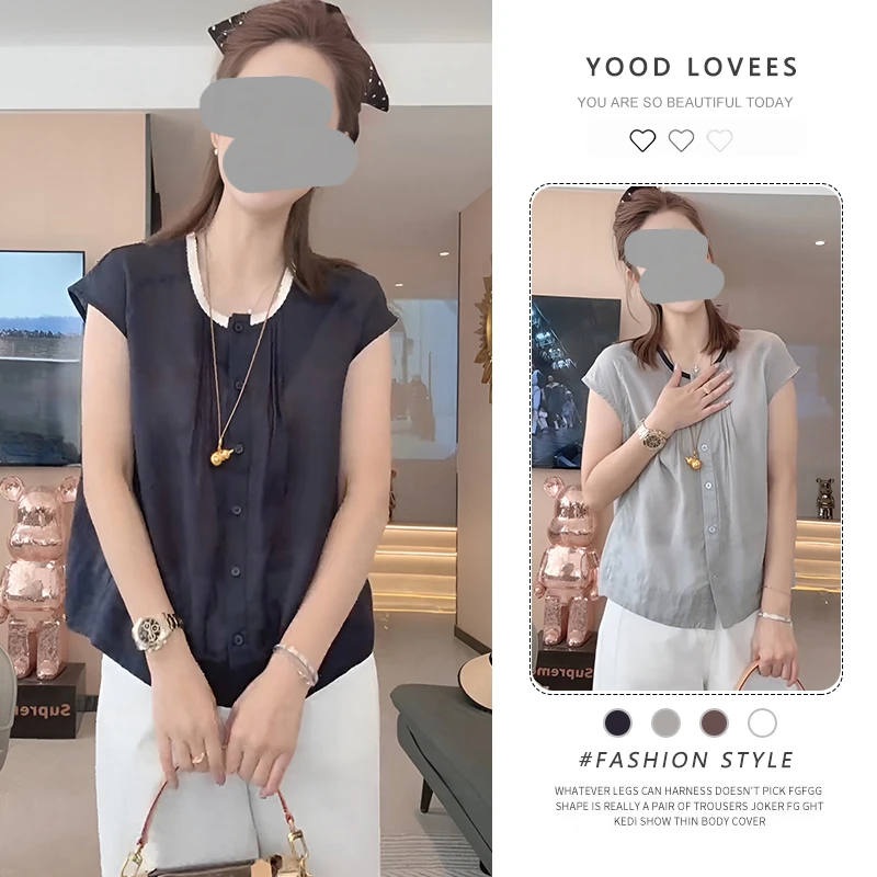 小飞袖短袖衬衫女高级感2025夏新款爆款独特漂亮个性休闲圆领开衫
