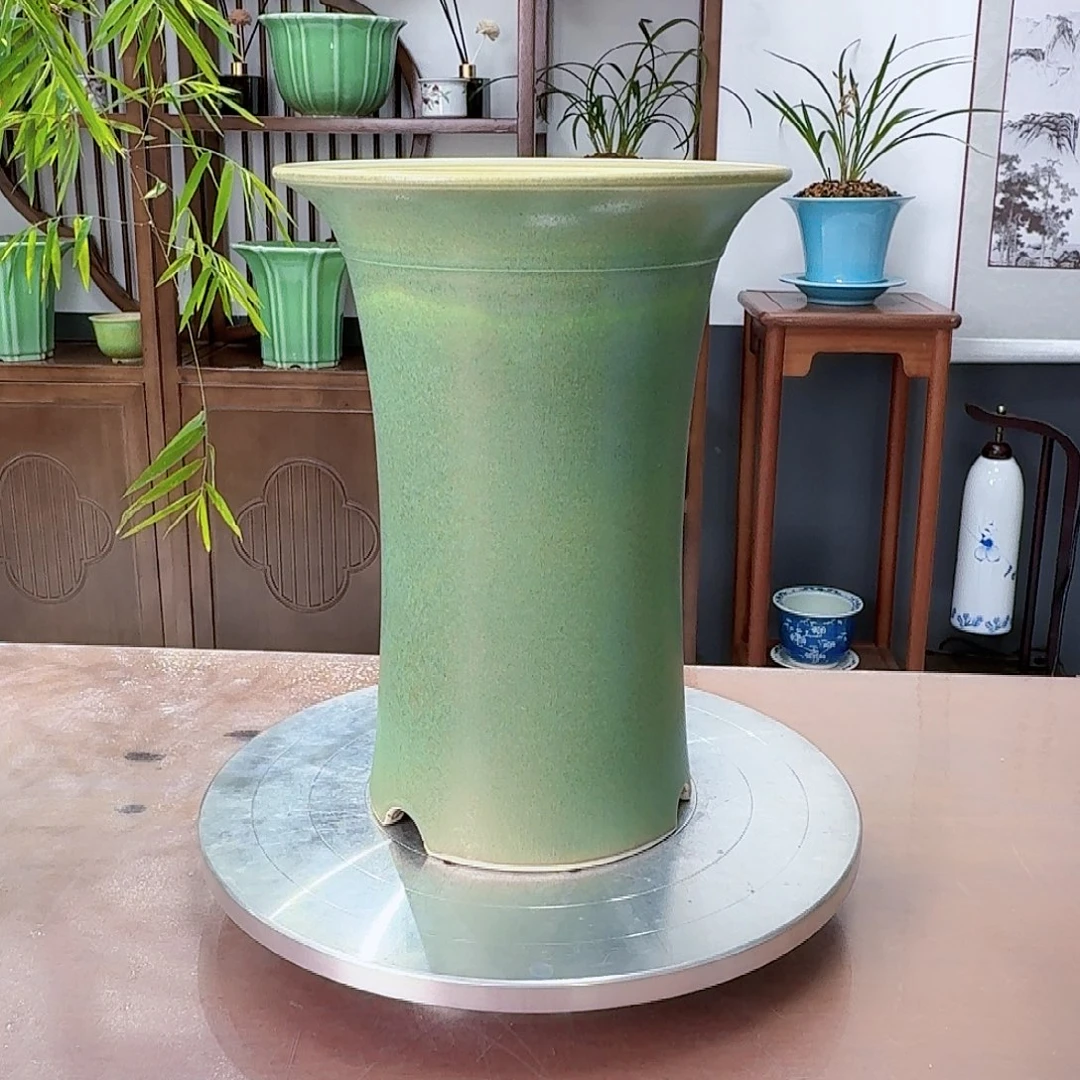 ****哥窑变束腰陶瓷花盆
