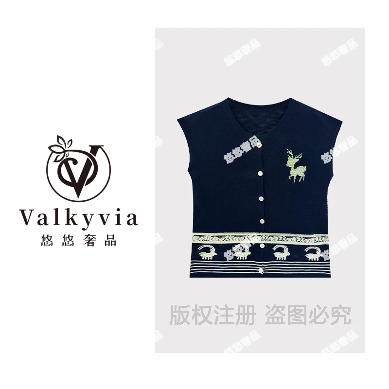 【Valkyvia/悠悠奢品】重工烫钻百搭时尚无袖T恤A6281