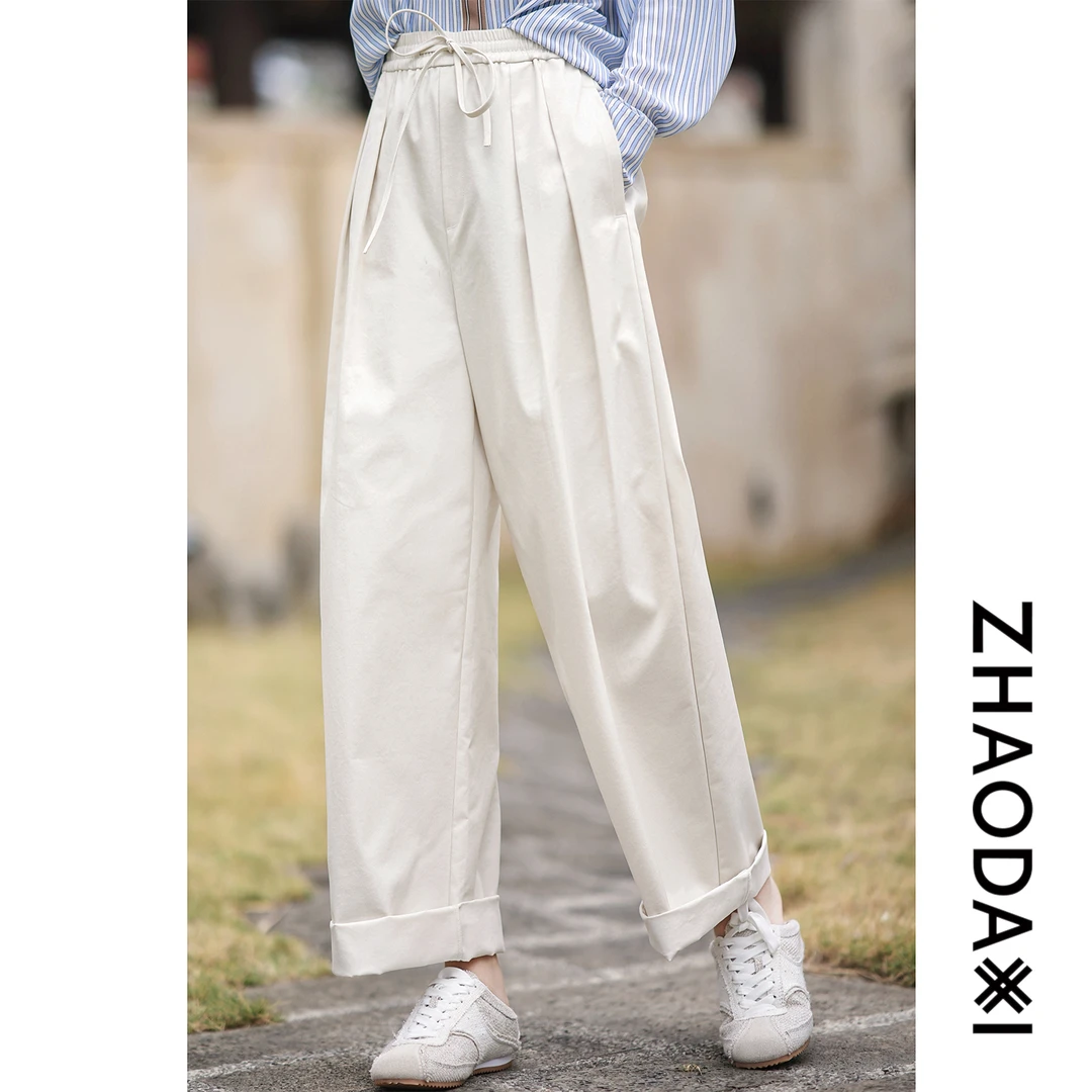 【赵大喜】海街日记休闲裤｜细斜纹天丝棉休闲裤佰搭松紧长裤