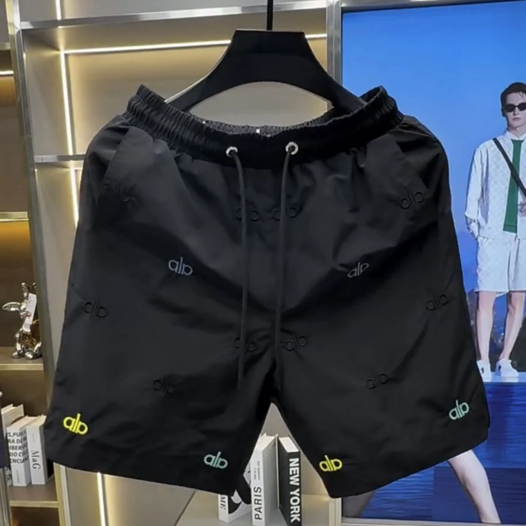 轻奢男士夏季新款字母刺绣百搭短裤宽松百搭户外速干休闲五分裤子