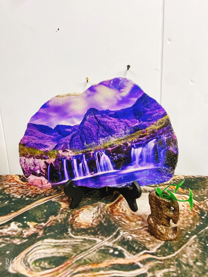 29*20，手工制作石头画，富水长流，防水不掉色，永久保存